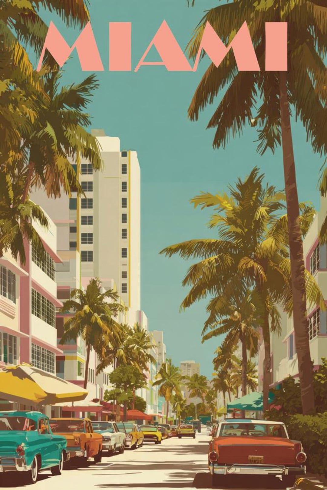 Miami USA Travel Poster Post Card 3 Digital Download Print - Etsy