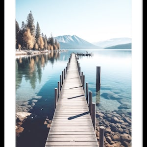 Jetty on Clear Alpine Lake 2 Photo Photography Digital Download Print