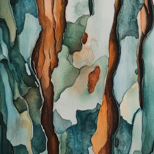 Gumtree Bark Abstract Close up Watercolour Painting 26 Digital Download Print