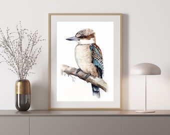 Kookaburra Australian Bird Watercolor Painting Digital Download Print