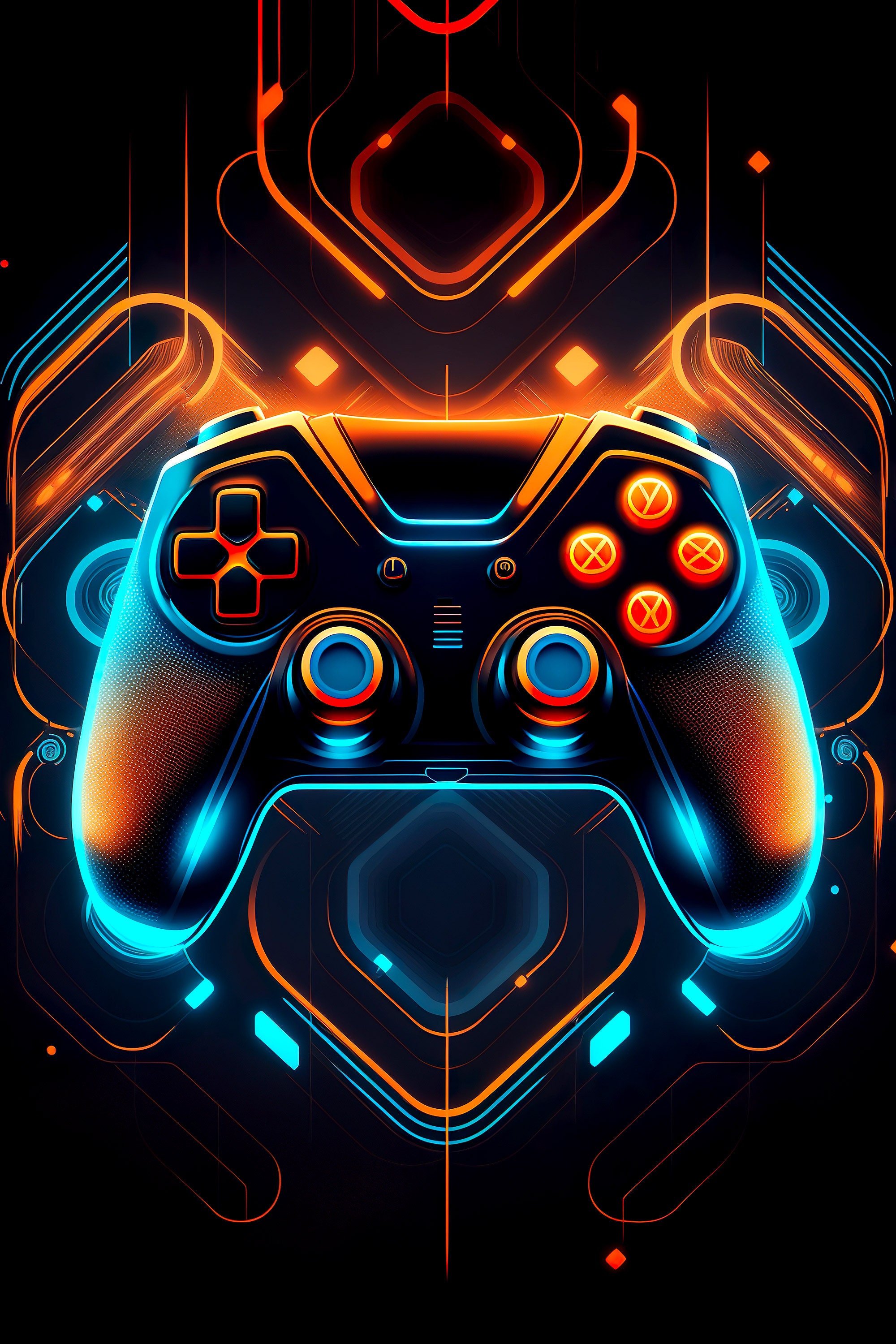 Konsttryck Gaming Controller Neon