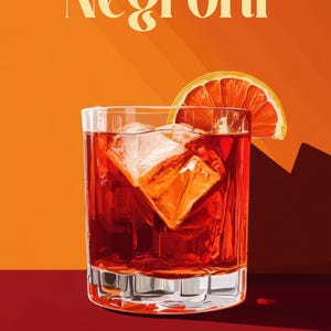 Negroni Cocktail Vintage A2 Poster Digital Download Print