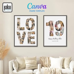 Editable Canva Alphabet Photo Collage Template -  Custom Letters & Numbers Frames | Photograph Poster | Wall Art