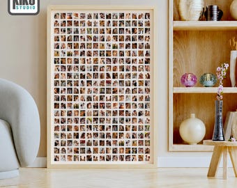 300 Large Photo Collage : Portrait Minimalist Grid - Editable Canva Template | Custom Wall Art Poster