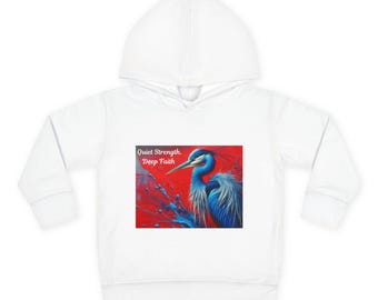 Blå hägerillustration Hoodie för småbarn | Tyst styrka Deep Faith