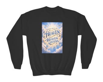 Call Out to Heaven-sweater met ronde hals | Inspirerende christelijke wolkenbelettering