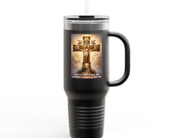 Taza de viaje de 40 oz con diseño de la cruz de la crucifixión de Jesús / Vaso religioso