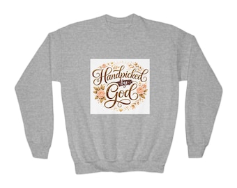 Sudadera juvenil "Elegida por Dios" / Diseño cristiano con letras florales