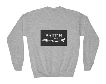 Sudadera Faith Legacy con cuello redondo / Sudadera juvenil con paloma y Biblia abierta