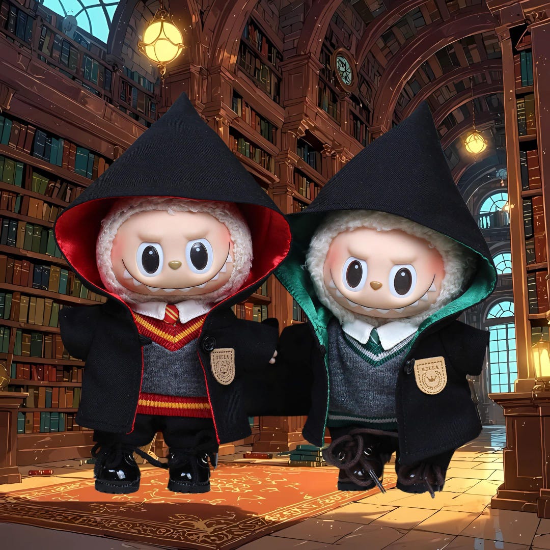 Labubu Doll Clothes Wizard School Robe Outfit Set With Cloak and Tie ...