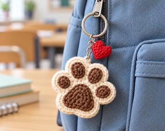 Patrón de llavero de huella de perro a crochet en PDF / Patrón de llavero de huella de perro a crochet / Patrón fácil de amigurumi para amantes de las mascotas / Descarga digital instantánea