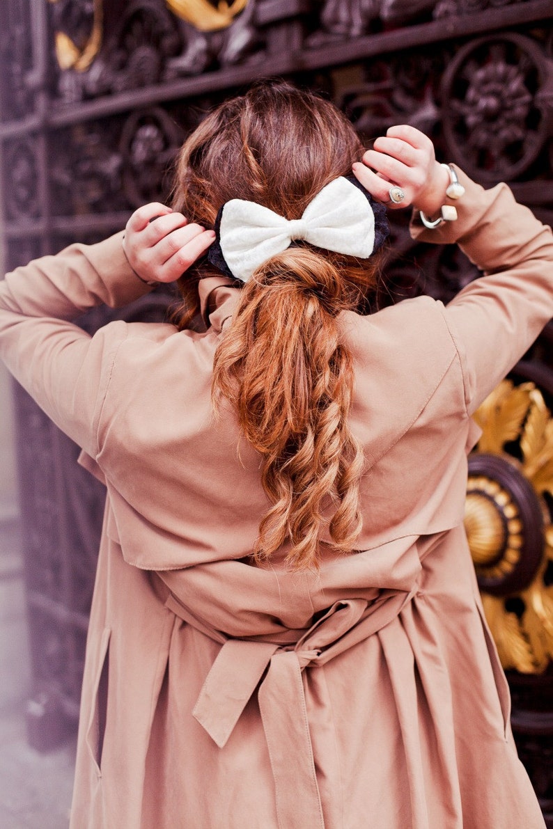 Velvet Hair Clip Cream Velvet Bow Fall Fashion Hair Accessory Velvet Bow
