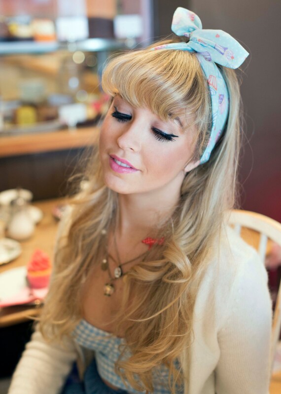 Cupcake Wire Headband Dolly Bow 1950s Pin Up Rockabilly Hair Etsy