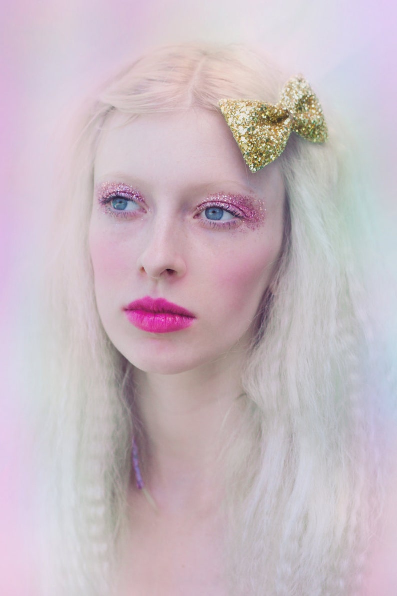 Gold Glitter Hair Bow Sparkly Hair Bow Party Bow Prom Etsy