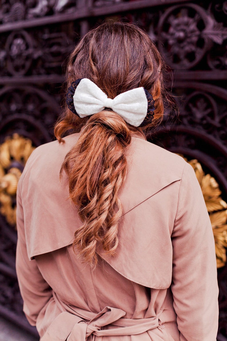 Velvet Hair Clip Cream Velvet Bow Fall Fashion Hair Accessory Velvet Bow