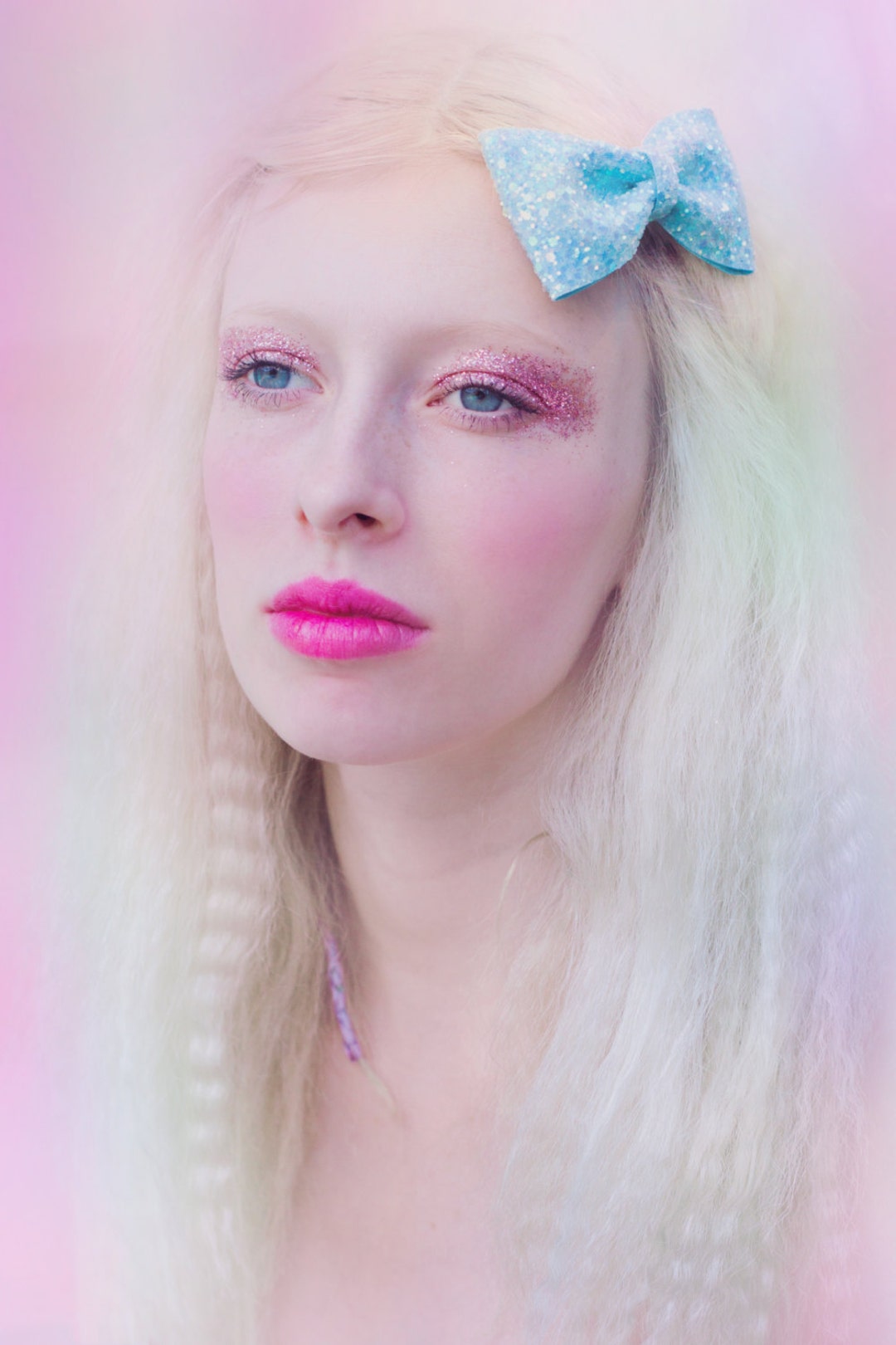 Pastel Baby Blue Glitter Hair Bow Sparkly Hair Bow Glitter Etsy