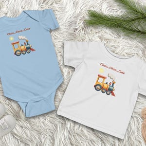 Choo Choo Cute Kids Infant Bodysuit and T-Shirt | Personalized | Train-Theme | Custom Toddler and Kid Tee | Locomotive | UNISEX