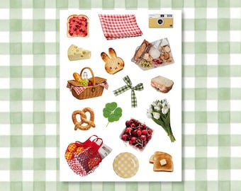 Printbare picknickdecoratie | Vintage zomerse junk journal, scrapbook knutselspullen, digitale download