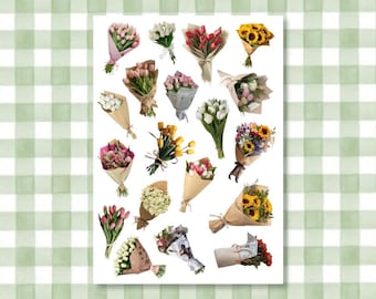 Printbare decoratie voor een bloemenboeket | Digitale download voor junk journals en scrapbooks