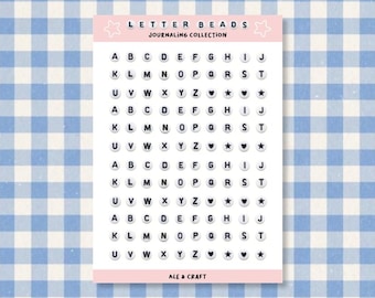 Letterkralen voor je junk journal | Printbare alfabetkralen voor vriendschapsarmbanden, geschikt voor Cricut (digitale download)