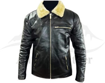 Blouson en cuir noir fait main pour homme, Blouson en cuir noir sur mesure, Blouson en cuir véritable pour homme, Blouson en cuir véritable, Blouson en cuir pour homme