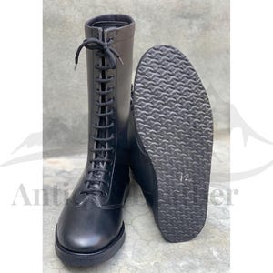 Handmade Wrestling Long Boots, Men Women Wrestling Boots, Pro Wrestling Boots, Black Color, 100% Original Plain Leather, Customizable