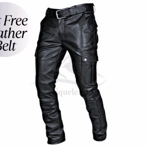 Leren broek heren, handgemaakte leren broek, leren broek heren, leren broek cargostijl heren, echte schapenleer cargobroek