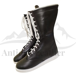 Handmade Wrestling Long Boots, Men Pro Wrestling Shoes, Leather Wrestling Shoes, Professional Wrestling Boots, Custom Wrestling Lace Up Boot