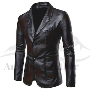 Handmade Lambskin Leather Blazer - Slim Fit Button-Up