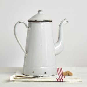 Große weiße Emaille Kaffeekanne rustikale Bauernhaus Dekor Metallvase