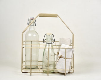 Vintage wine bottle carrier - Kitchen storage rack Barware decor Caddie   French Country decor