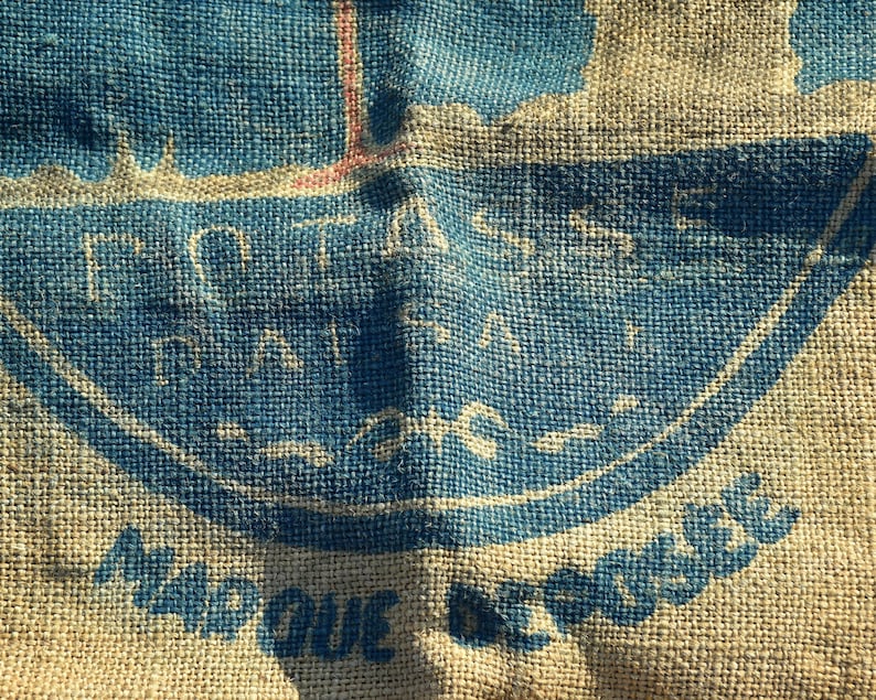 Vintage grain sack with stork, Upholstery fabric, Farmhouse wall decor image 7