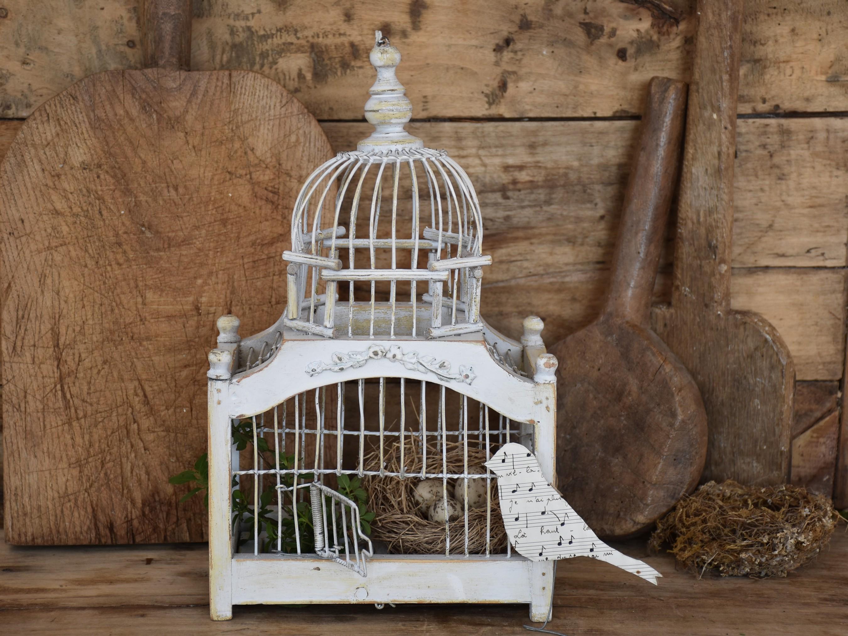 Antique Small Wire Bird Cage French Country Home Decor Rustic
