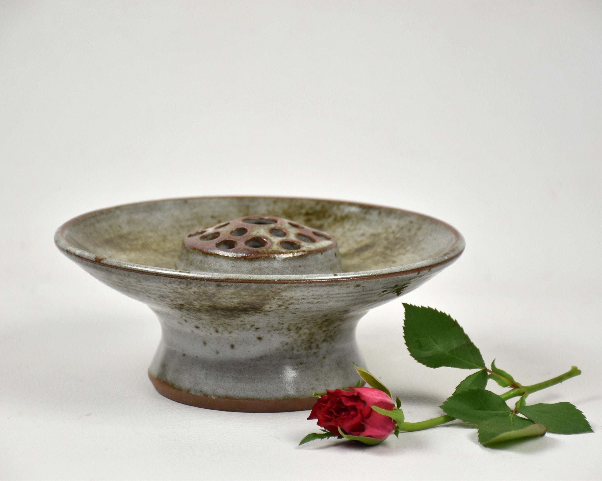 Ceramic Dish with Flower Frog