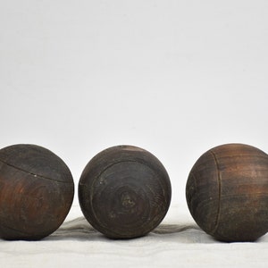 Vintage wooden balls Petanque boules Gift for men Set of three image 4