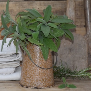 Vintage French enamel Milk Can – Country Decor vase  Farmhouse Home Accent Piece
