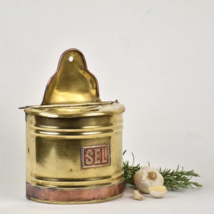Copper Salt Box Wall mounted kitchen decorative storage  Vintage gift