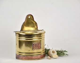 Copper Salt Box Wall mounted kitchen decorative storage  Vintage gift