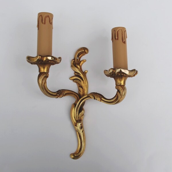 Wall Sconce Light, French Brass wall sconce, Candles Holder, Mid century  french home decor
