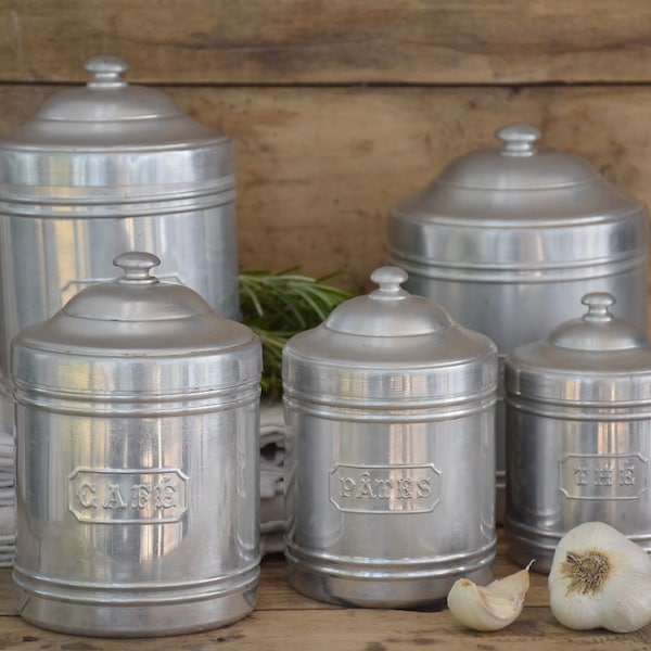 Aluminium Kanister Set: Aufbewahrungsbox für Bauernhaus Küchendekor Vintage Geschenk Muttertag