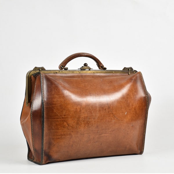 Vintage sac de médecin en cuir marron