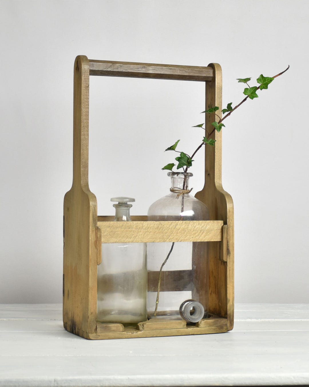 Vintage Industrial Apothecary Rack - Wooden Lab Display With Glass ...