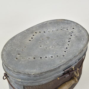 Zinc life bait bucket : Vintage gift for fisherman Farmhouse decorative storage basket image 6