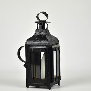 Small metal candle lantern garden : Black candleholder - Outdoor lighting - French farmhouse decor