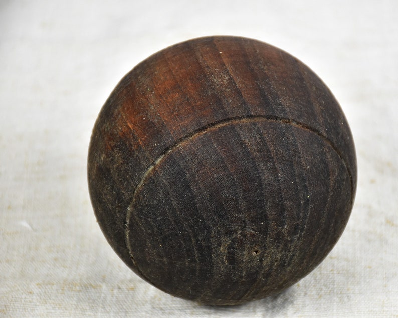 Vintage wooden balls Petanque boules Gift for men Set of three image 8