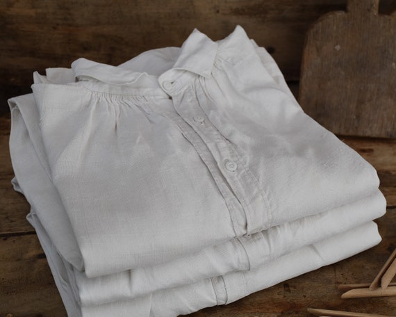 Antique large linen shirt, Artist smock for painte
