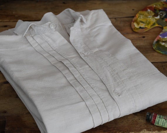 Antique linen painter artist smock, Women shirt, M