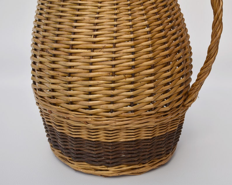 Vintage wicker basket for patio decor : Umbrella holder Large vase for branches or planter image 9