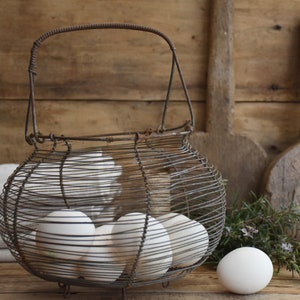 ANCIEN PANIER À Oeufs / Essoreuse à Salade - en Fil Métal - Vintage EUR