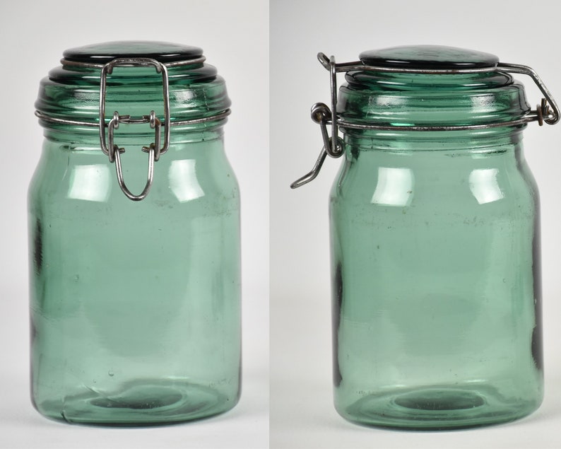 Vintage green glass jar Linen tea towel and tartlets mold Mother's day gift cooking lover image 4
